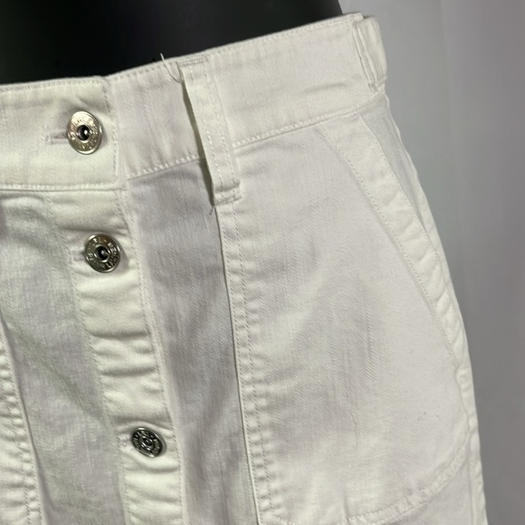 LAUREN Ralph Lauren White Button Front Denim Midi Skirt - Picture 6 of 16